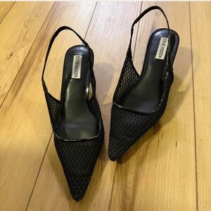 Steve Madden Black Mesh Slingback Heels